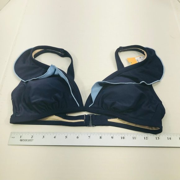 Kona Sol Women's Size Medium 8-10 Lightly Lined Bikini Swim Top Ruffle Blue New - Picture 10 of 13